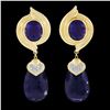 Image 4 : 18K Yellow Gold Large Amethyst & Diamond Drop Dangle Enhancer Day Night Earrings