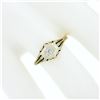 Image 3 : Antique Art Deco 14k TT Gold.14 ctw European Diamond Solitaire Open Engraved Rin