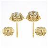 Image 4 : NEW 14K Yellow Gold 0.76 ctw European Diamond Buttercup Prong Flower Stud Earrin