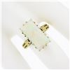 Image 3 : Vintage Handmade 18k Gold Rectangular Cabochon Cut Opal Solitaire Cocktail Ring