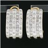 Image 2 : 18K Gold 2.3 ctw Channel Princess & Burnish Round Diamond 5 Row Cuff Omega Earri