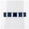 Image 1 : Platinum 1.75 ctw Square Step Cut Blue Sapphire Bar Channel Set 5 Stone Band Rin