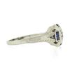 Image 5 : Antique Art Deco 18K White Gold 0.15 ctw Diamond w/ Sapphire Engraved Work Ring