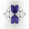 Image 1 : 14K White Gold 1.80 ctw Amethyst & Diamond Filigree Etched Milgrain Platter Ring