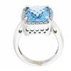 Image 8 : 14k White Gold Cushion Checkerboard Swiss Blue Topaz Diamond Halo Cocktail Ring