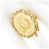 Image 3 : Vintage 14k Gold Carved Oval Nun Cameo Open Freeform Nugget Textured Ring