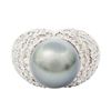 Image 1 : 12.0mm Tahitian Pearl and 1.96 ctw Diamond 14KT White Gold Ring