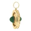 Image 4 : Antique Handmade 18k Gold Prong Round Cabochon Green Stone Fluted Swivel Pendant