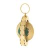 Image 5 : Antique Handmade 18k Gold Prong Round Cabochon Green Stone Fluted Swivel Pendant