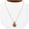 Image 7 : Le Vian 14k Gold Round Tangerine Fire Opal & Diamond Teardrop Pendant w/ Chain