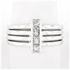 Image 9 : Estate 18k White Gold 0.72 ctw Channel Princess Cut Diamond 4-Row Wide Band Ring
