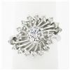 Image 6 : Vintage 14k White Gold 0.80 ctw Round Diamond Solitaire Spray Swirl Cocktail Rin