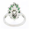 Image 7 : Platinum 2.30 ctw Marquise Light Yellow Diamond w/ Vivid Round Emerald Halo Ring