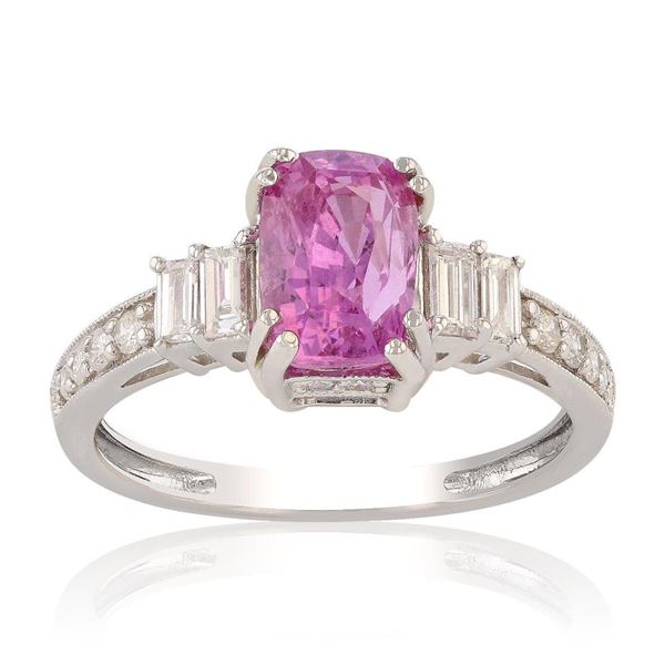 2.31 ctw Pink Sapphire and 0.46 ctw Diamond 14K White Gold Ring