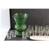 Image 3 : Green Glass Vase, Glass Platters, Ceramic Serving Tray and Glass Juice Glasses