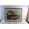 Image 1 : Framed English Canal Pub Art Painting 30'' x 24''