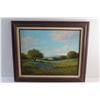 Image 2 : Framed Country Side Landscape View Painting by Gabriel Salazar 25 1/2'' x 21 1/2''