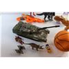 Image 5 : Nerd Gun, Tank Toy, Basketball, Spider Man and Dart Wader Toys, Christmas Sock and Misc.
