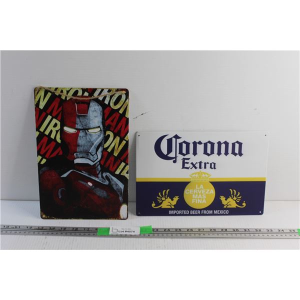 Corona Extra and Iron Man Signs 12'' x 8''
