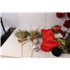 Image 3 : Christmas Lot- Wreath, (2) Stockings, Misc.