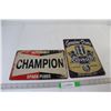 Image 1 : (2) Signs -Champion, Chevrolet - 8" x 12"