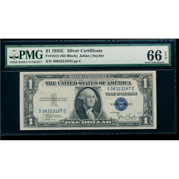 1935C $1 Silver Certificate PMG 66EPQ