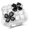 Image 1 : Plated Rhodium 1.36ctw Black Spinel and White Topaz Ring