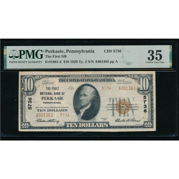 1929 $10 Perkasie PA National PMG 35