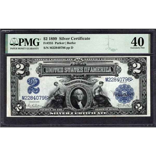 1899 $2 Mini Porthole Silver Certificate PMG 40