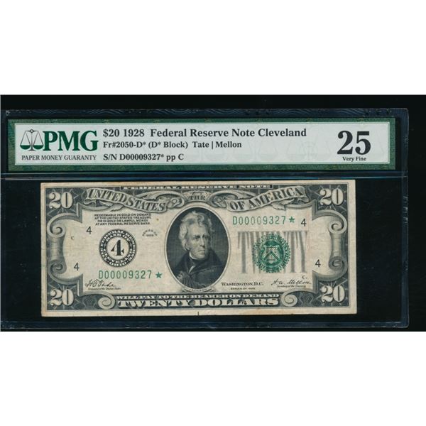 1928 $20 STAR Cleveland FRN PMG 25