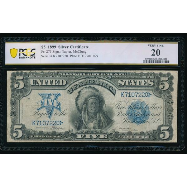 1899 $5 Chief Silver Certificate PCGS 20