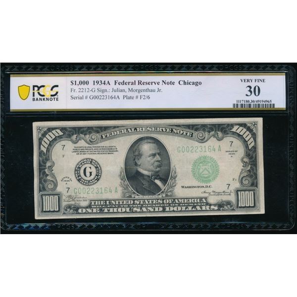 1934A $1000 Chicago FRN PCGS 30