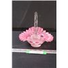 Image 1 : Fenton Cranberry Opalescent Coin Dot Art Glass Basket - 7.5" x 7.5" x 9"