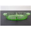 Image 4 : Uranium Green Depression Glass Floral Poinsettia Relish Dish