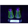 Image 1 : Jeanette Cube Green Depression Glass Uranium Salt and pepper Shakers