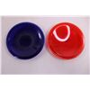 Image 2 : (2) Vintage Glass Lantern Lens (Red, Blue) Approx 5" Dia