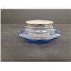 Image 1 : Vintage Blue Glass Candy Dish With Metal Seashell Lid