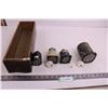 (4) Vintage Aircraft Gauges (RPM, Carb Temp, & 2 Pressure Gauges) and Vintage Sewing Drawer