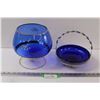 Image 1 : (2) Cobalt Blue Glass Dish & Bowl