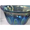 Image 2 : Blue Iridescent Carnival Glass Punch Bowl & Cups Set - (11 Cups)