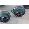 Image 5 : Blue Iridescent Carnival Glass Punch Bowl & Cups Set - (11 Cups)