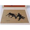 Image 2 : (2) Inuit "Kelvak" Silkscreen on Burlap Art in Frame - 16" x 13"