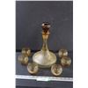 Image 1 : Vintage Frosted Amber Glass Decanter & Glasses Set