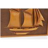 Image 3 : Nova Scotia Folk Art 3D Carved Ship Picture - 16" x 12" - One Flag is Slightly Damaged, as Pictured
