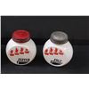 Image 2 : (3) Vintage Fire King Salt & Pepper Shaker & Storage Jar (Broken Handle on Lid)