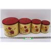 Image 1 : (4) Vintage Metal Kitchen Canister Sets - Some Wear