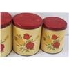 Image 3 : (4) Vintage Metal Kitchen Canister Sets - Some Wear