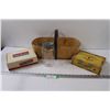 Image 1 : Apple Basket, (2) Tobacco Containers, Crown Glass Canning Jar (No Lid)