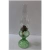 Image 5 : *Uranium Glass Kerosene Lamp w/Hurricane Glass Lamp Shade - 18.5" Tall x 5" Wide