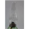 Image 6 : *Uranium Glass Kerosene Lamp w/Hurricane Glass Lamp Shade - 18.5" Tall x 5" Wide